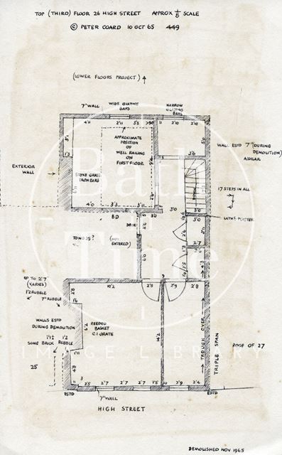 Third floor plan, Cater, Stoffell & Fortt Ltd., The Stores, 26, High Street, Bath 1965