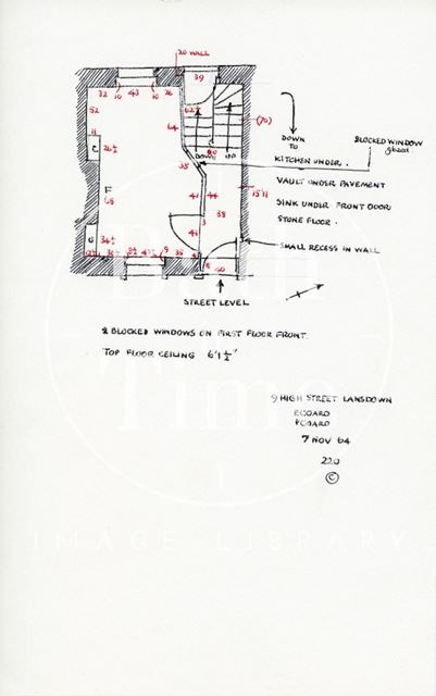 Ground floor plan, 9, High Street, Lansdown, Bath 1964