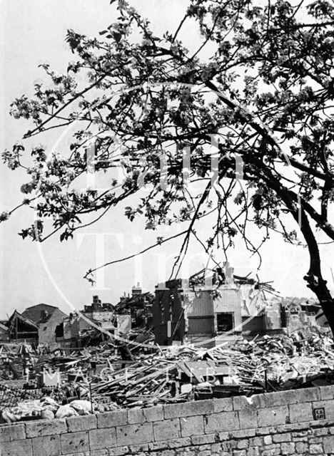 Bomb damaged Elm Grove Terrace (previously Twerton East Buildings), Lower Bristol Road, East Twerton, Bath 1942