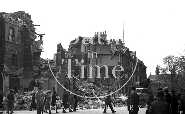 Bomb damaged Francis Hotel, Queen Square, Bath 1942