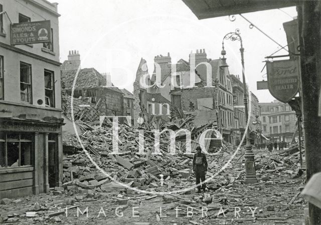 Bomb damaged Kingsmead Street, Bath 1942