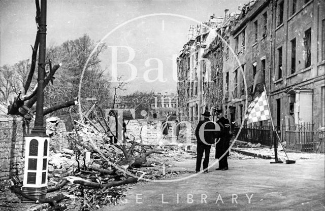 Bomb damaged Lansdown Place East, Bath 1942