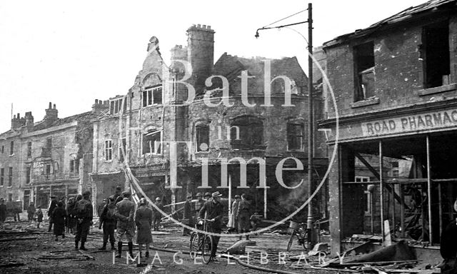 Bomb damaged 2 to 10, Wellsway from Hayes Place, Bath 1942