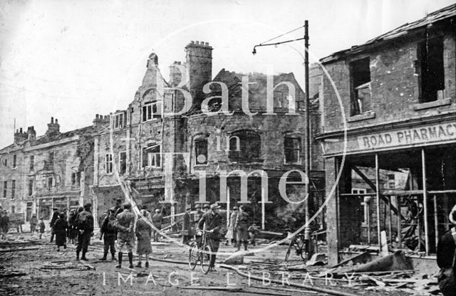 Bomb damaged 2 to 10, Wellsway from Hayes Place, Bath 1942