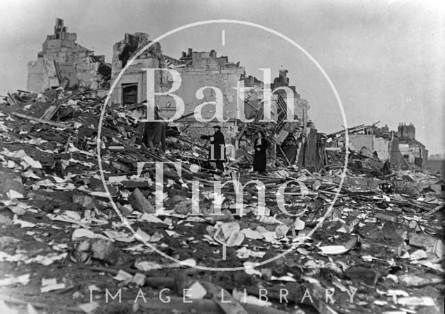 Searching the ruins of Elm Grove Terrace (previously Twerton East Buildings), Lower Bristol Road, East Twerton, Bath 1942