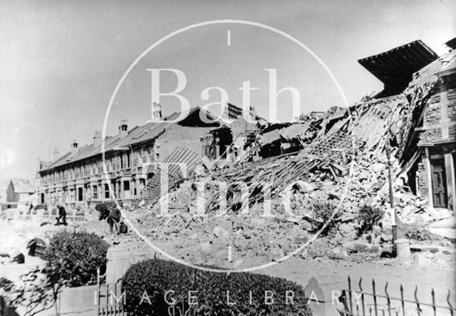 Devastation in Second Avenue, Oldfield Park, Bath 1942