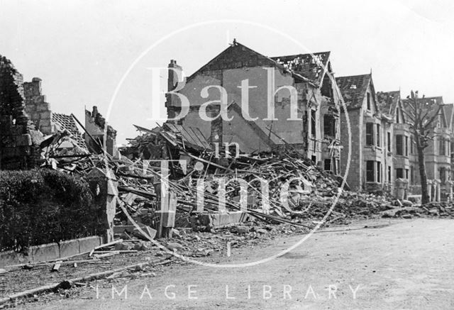 Bomb damaged 104 to 110, Lower Oldfield Park, Bath 1942