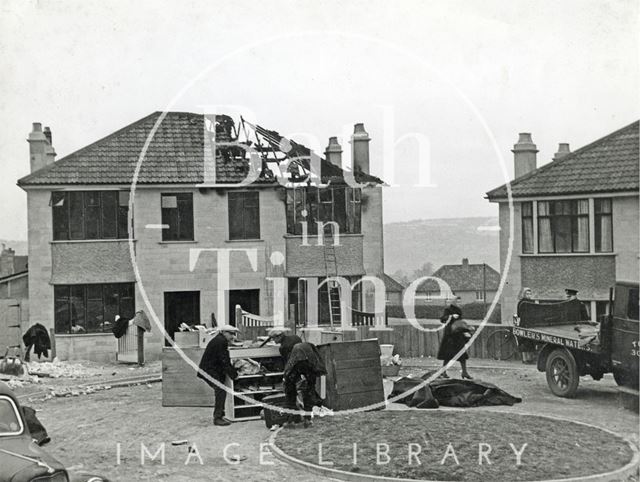 Bomb damaged house, 28, Stirtingale Avenue, Kingsway, Bath 1941