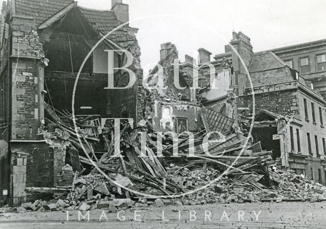 Bomb damaged Abbey Church House & 23, Westgate Buildings, Bath 1942