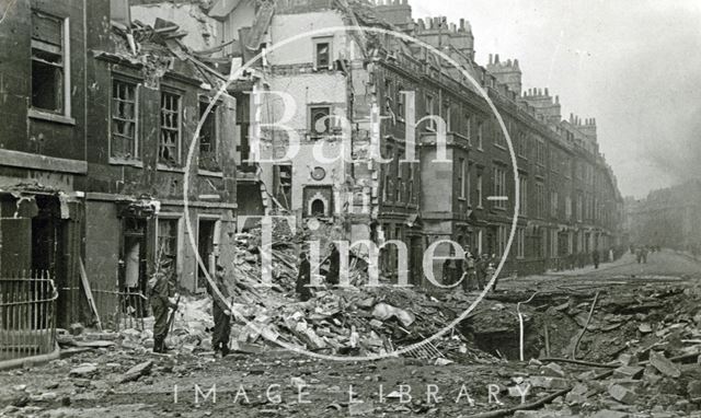 Bomb damaged New King Street, Bath 1942