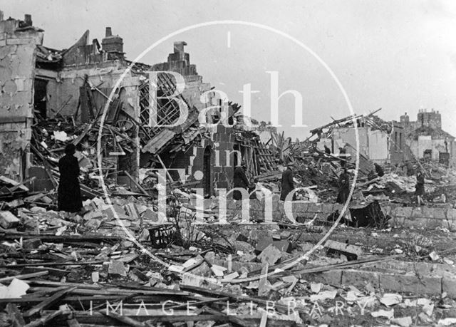 Bomb damaged Elm Grove Terrace (previously Twerton East Buildings), East Twerton, Bath 1942