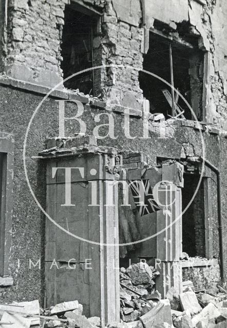 Flying the flag at an unidentified house after the Bath Blitz in 1942