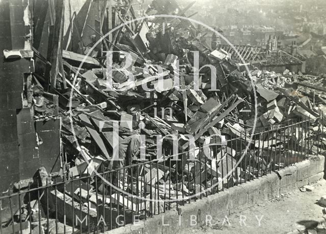 Bomb damaged Beechen Cliff Place, Holloway, Bath 1942