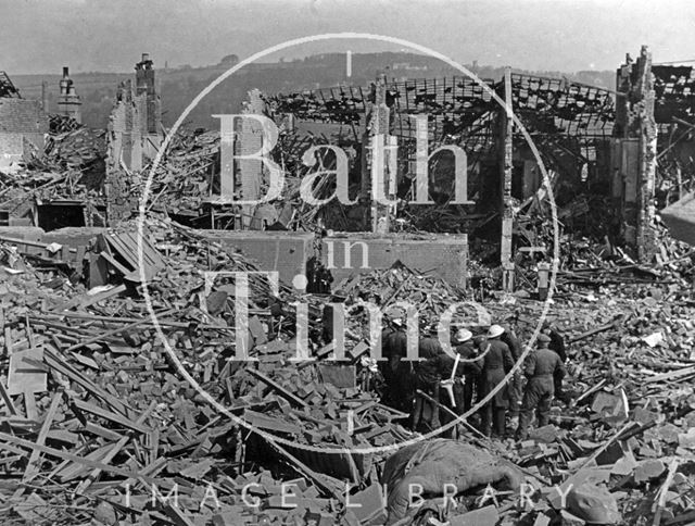 Devastation in Victoria Road, East Twerton, Bath 1942