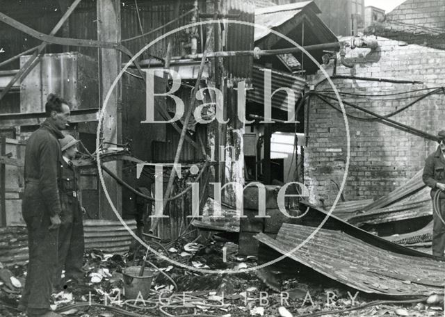 Bomb damaged Stothert & Pitt's Newark Works, Lower Bristol Road, Bath 1942