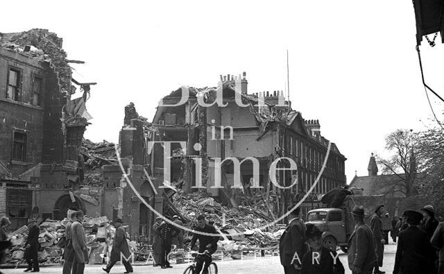 Bomb damaged Francis Hotel, Queen Square, Bath 1942