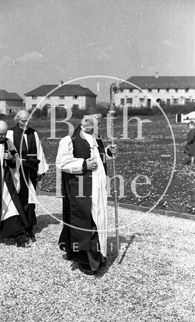 The Bishop of Bath and Wells, lead the procession and service during the mass funeral, Haycombe Cemetery, Bath 1942