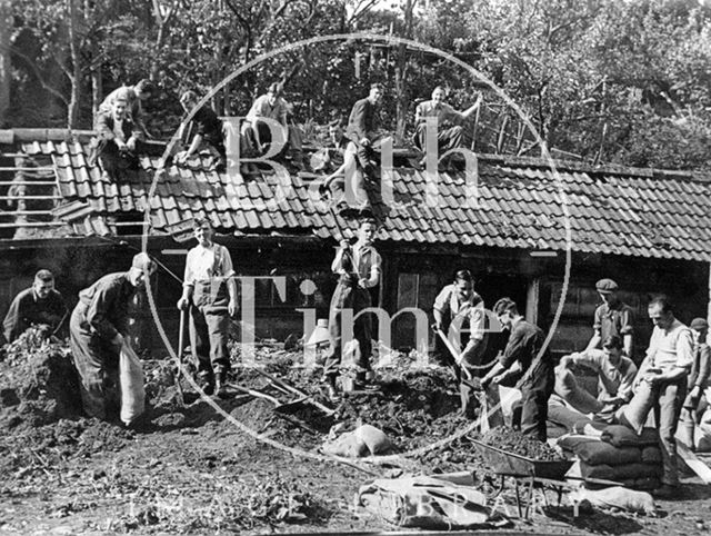 Unidentified Bath workers filling sandbags in wartime c.1941