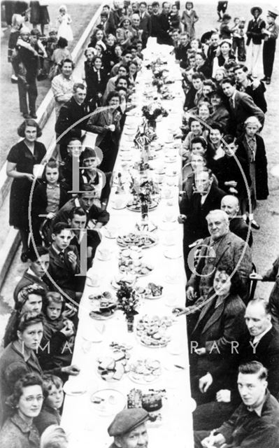 Victory in Eurpoe Day street party, Dartmouth Avenue, South Twerton, Bath 1945