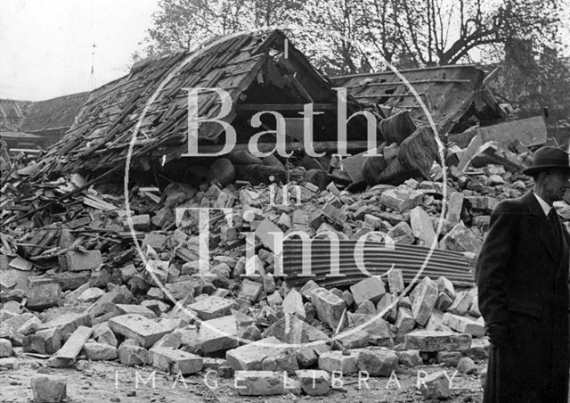 Bomb damaged Circus Mews, Bath 1942