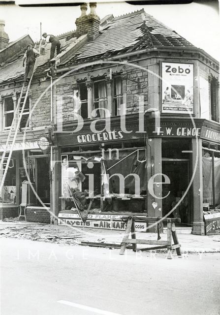 Repairing a bomb damaged roof, 393, Bath Road, Arno's Vale, Bristol 1942