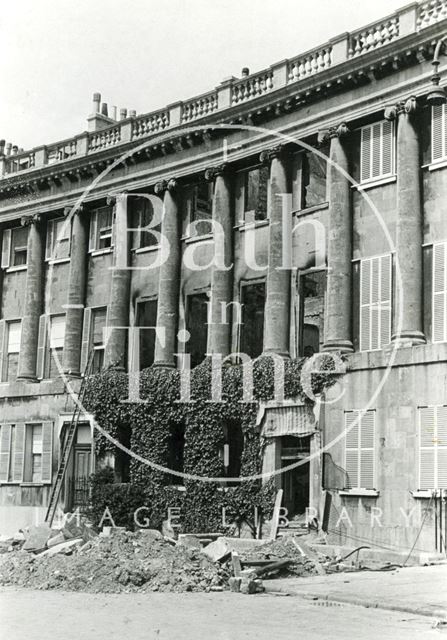 17, Royal Crescent, Bath, gutted by fire from an incendiary bomb 1942