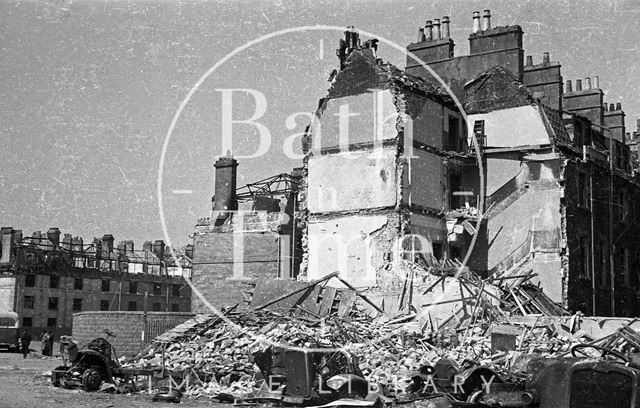 Bomb damaged Kingsmead West, Kingsmead East and Kingsmead Terrace, Bath 1942