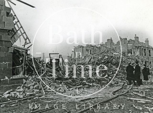 Devastation in Victoria Road, East Twerton, Bath 1942