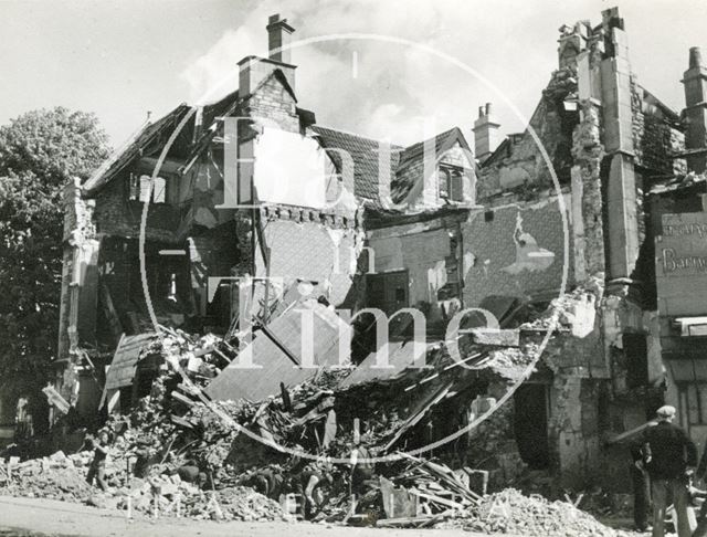 Abbey Church House, Bath, after receiving a direct hit 1942