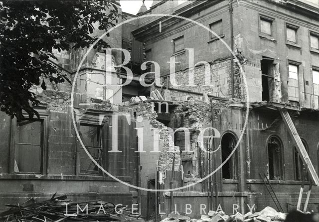 The damaged west wing of the Royal National Hospital for Rheumatic Diseases, Bath 1942