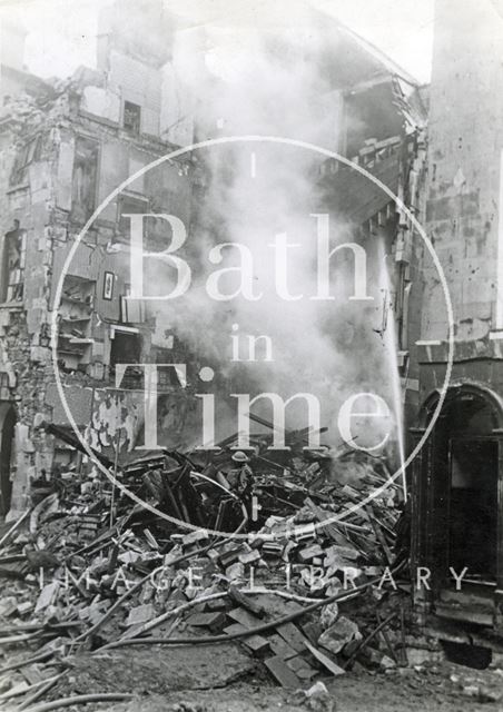 Bomb damaged Cumberland House, New King Street, Bath 1942