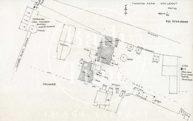 Layout plan, Twerton Farm, High Street, Twerton, Bath 1969