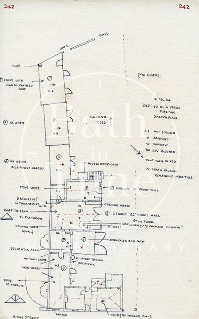 Floor plan, 80, High Street, Twerton, Bath 1964