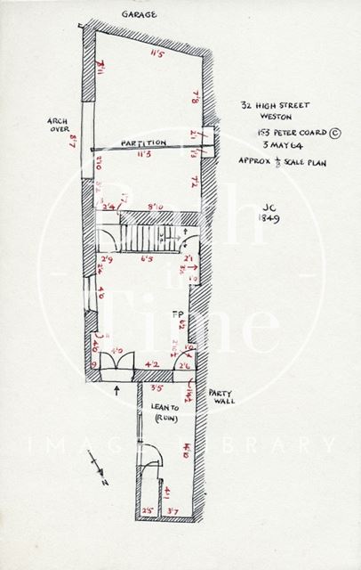 Ground floor plan, 32, High Street, Weston, Bath 1964