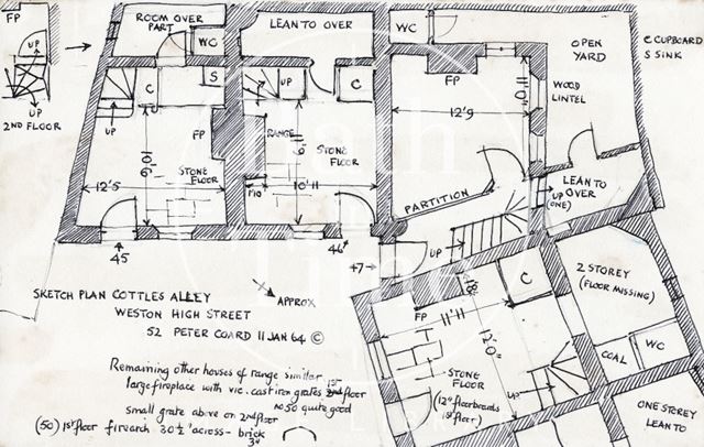 Ground floor plan, Cottle's Buildings, High Street, Weston, Bath 1964