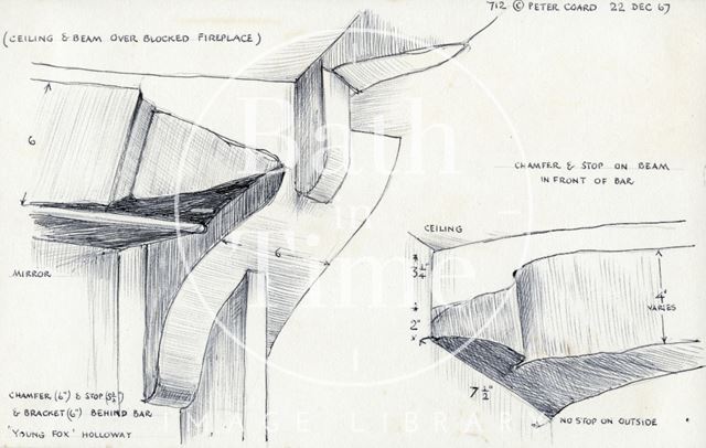 Details of beams, The Young Fox, Old Orchard, Holloway, Bath 1967