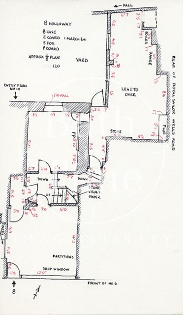 Ground floor plan, 8, Holloway, Bath 1964