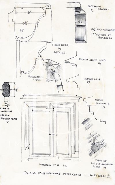 Various details, 17 & 19, Holloway (previously 10 & 11, Bridge Place), Bath 1963