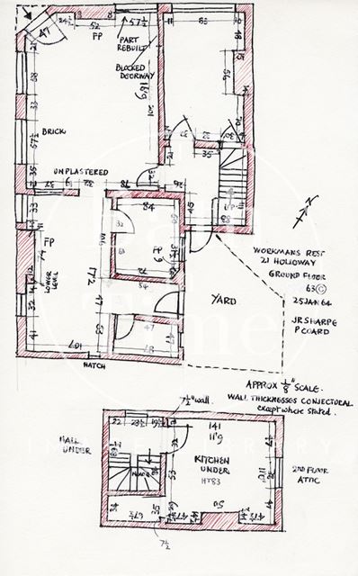 Ground floor plan, St. Mark's Parish Room, 21, Holloway (previously 12, Bridge Place), Bath 1964