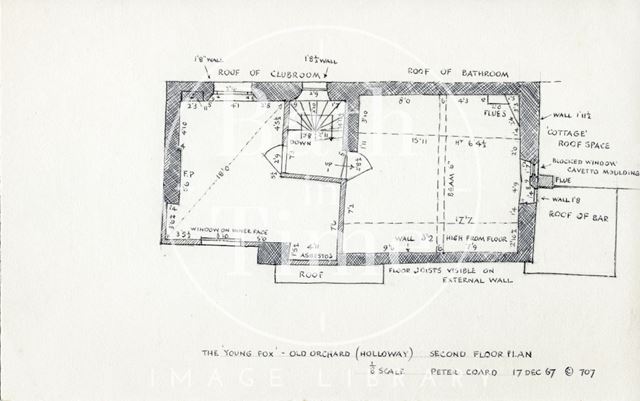 Second floor plan, The Young Fox, Old Orchard, Holloway, Bath 1967