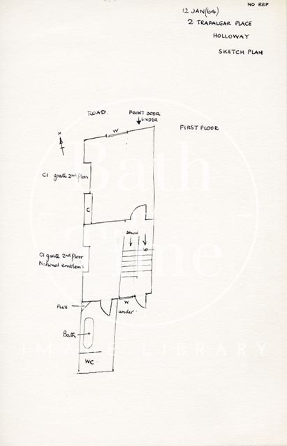 First floor plan, 2, Trafalgar Place, Holloway, Bath 1964