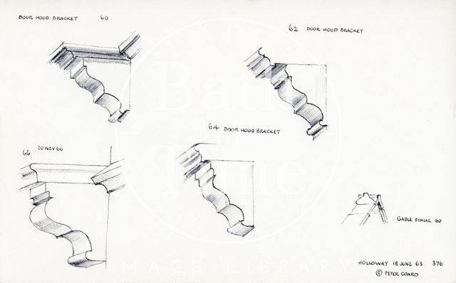 Door hood brackets, 60 to 66, Holloway (previously 1 to 4, Paradise Place), Bath 1965