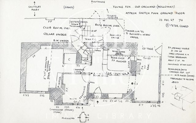 Ground floor plan, The Young Fox, Old Orchard, Holloway, Bath 1967