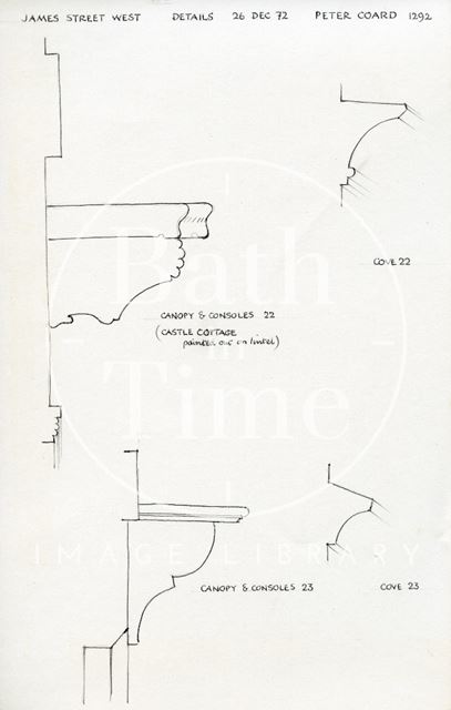 Console and canopy profiles, 22 & 23, James Street West, Bath 1972