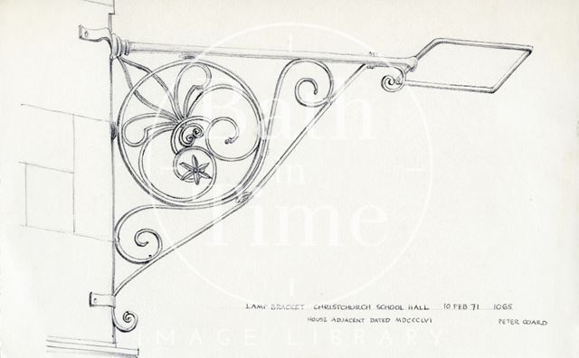 Lamp bracket, Christ Church School Hall, Julian Road, Bath 1971