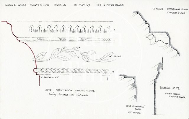 Various details, Jaguar House, 8, Montpelier, Julian Road, Bath 1969