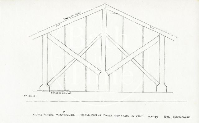 Roof truss, Montpelier Riding School, 7, Montpelier, Julian Road, Bath 1969