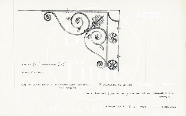 Window bracket, 3, Lampard's Buildings, Lansdown, Bath 1968