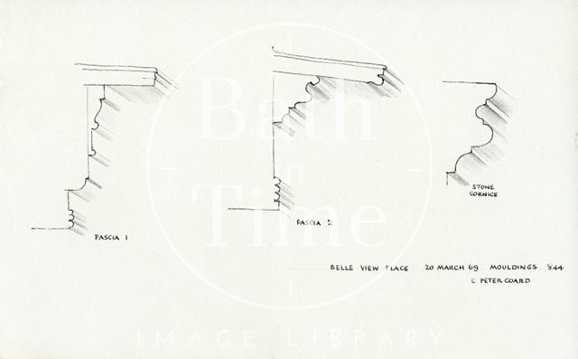 Moulding profiles, Belle Vue Place, Lansdown Road, Bath 1969