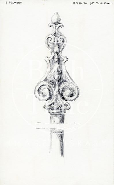 Railing finial, 18, Belmont, Lansdown Road, Bath 1970